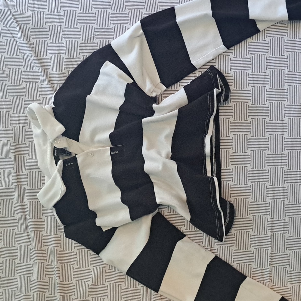 Stripped Collar Long Sleeved Shirt Black and White Forever 21 Size S